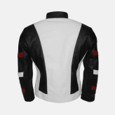 Timeless White And Black Motorcycle Jacket Genuine Leather back