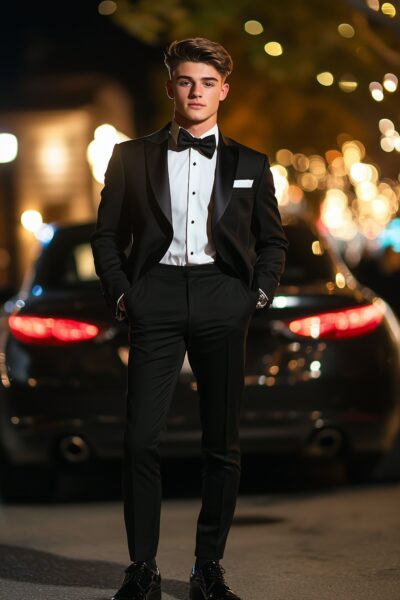 Ashford Black Tuxedo with Satin Peak Lapel