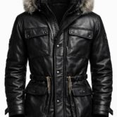 Harrington Black Gloss Leather Parka_Front Ghost Mannequin_result