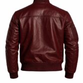 Meridian Burgundy Gloss Leather Bomber Jacket_Back Ghost Mannequin_result