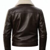 Stratton Dark Brown Leather Aviator Jacket_Back Ghost Mannequin_result